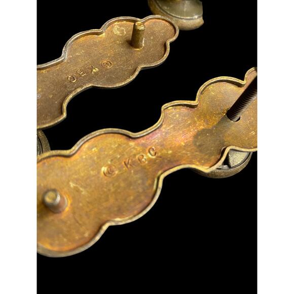 Set of 3 Vintage Drawer Pulls with Decorative Plate KBC N17814 - Picture 8 of 8